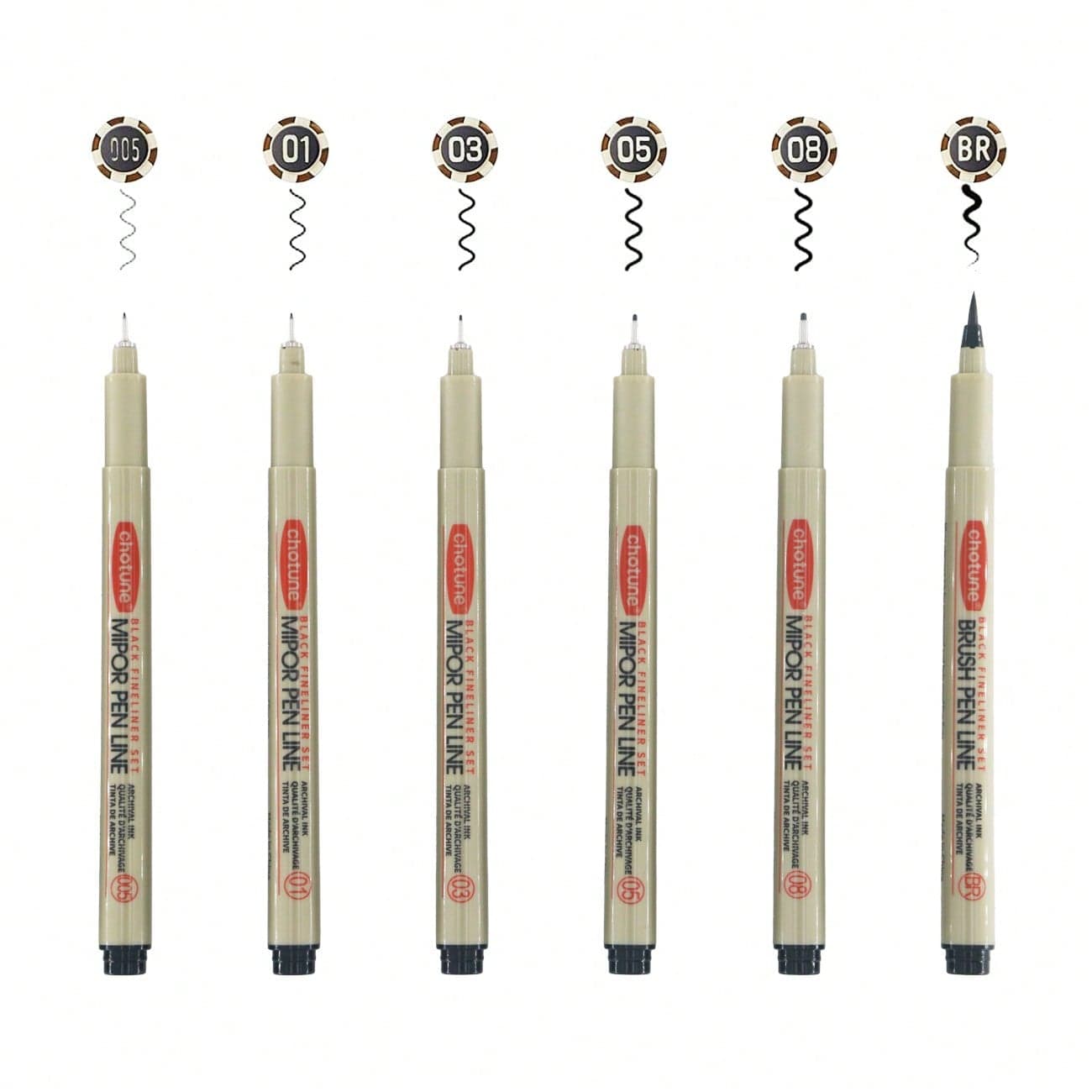 6 pièces fineliner Encre Stylos , Noir micro fine Indiquer Dessin Stylos Waterproof Encre Stylos Pour Artiste illustration , Esquisse , Technique